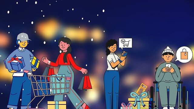 Illustration sparsame Weihnachten.