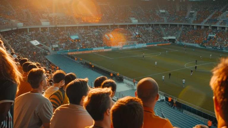 Gefüllte Tribüne in einem Fussballstadion